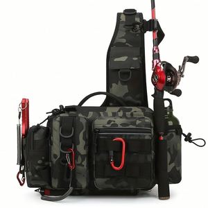Bolsa de Almacenamiento Ligera para Aparejos de Pesca con Cubierta Protectora Impermeable, Mochila de Pesca para Hombre, Regalos de Pesca - Product Image 1