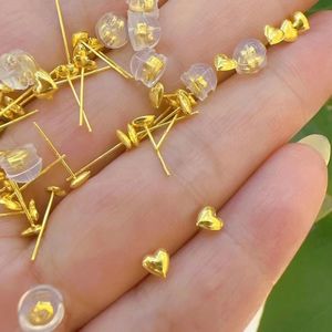 Cute AU750 Ladies Kids Small <strong>FIne</strong> <strong>Stud</strong> <strong>Earrings</strong> Girls Heart Shaped Gold <strong>Earrings</strong> 18k Real - Product Image 2