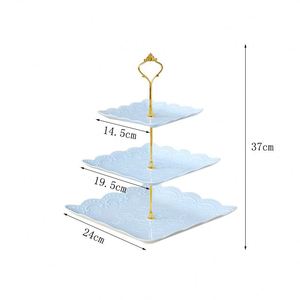 Plateau à fruits créatif carré à trois niveaux, plateau à goûter pour le thé de l'après-midi, support à gâteaux pour table de dessert, style européen minimaliste - Product Image 5