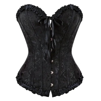 Corset Jacquard Sexy pour Femme Grande Taille, Motif Floral Vintage avec Boucle, Serre-taille Overbust