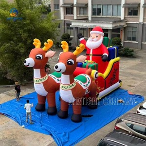 Père Noël <span class=keywords><strong>gonflable</strong></span> sur traîneau avec renne - Product Image 3