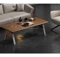 Petite Table Basse Rétro Moderne de Luxe en Métal Design Rectangle Simple avec Centre Mobile pour Salon Côté Lit ou Chambre