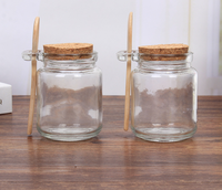 Pot en verre transparent pour sel, gel douche, produits de beauté et miel d'abeille, avec cuillère en bambou et couvercle en liège, 100ml 250ml USA, économique