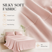Parure de lit rafraîchissante en fibre de bambou, douce, respirante et soyeuse, 3 pièces (drap-housse, taie d'oreiller) pour la maison et l'hôtel
