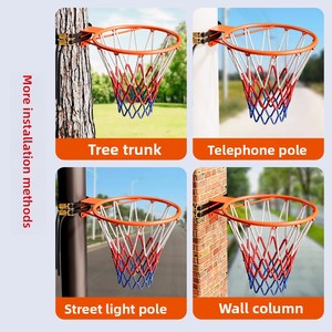 Panier de <span class=keywords><strong>basket</strong></span> mural portable d'extérieur pour la maison, sans perçage, pour adultes et enfants, avec filet standard et utilisation sur tronc d'arbre - Product Image 2