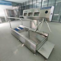 Estación de Higiene con Control de Acceso Obligatorio, Lavamanos de Inducción y Lavador de Botas Motorizado
