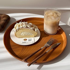 Plateau de service écologique en bois grainé, faux chêne, plat décoratif léger et durable pour la maison, l'hôtel, les mariages, les fêtes de Noël - Product Image 2