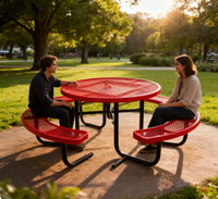 Table de pique-nique d'extérieur commerciale, table de camping moderne en acier, banc, ensemble de meubles de jardin - Design durable, restaurants