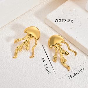 Pendientes de Acero Inoxidable con Dijes de Océano, Diseños de Estrella de Mar, Sirena, <span class=keywords><strong>Pulpo</strong></span> y Medusa, Pendientes para Mujer, Joyería de Moda Impermeable - Product Image 5