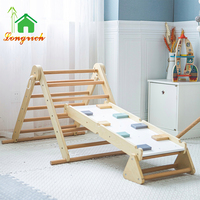 Cadre d'escalade en bois pliant intérieur pour tout-petits avec rampe Montessori Gym Structure de jeu et pour Pikler Triangle Set pour enfants