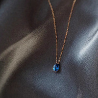 Collier en argent sterling S925 plaqué or 14 carats avec saphir en forme de larme, chaîne de clavicule rose, luxe léger pour femme