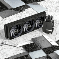 Refroidisseur liquide 360° à débit d'air ultra-elevé, ventilateurs LCP et doubles roulements à billes pour des performances optimales du boîtier d'ordinateur