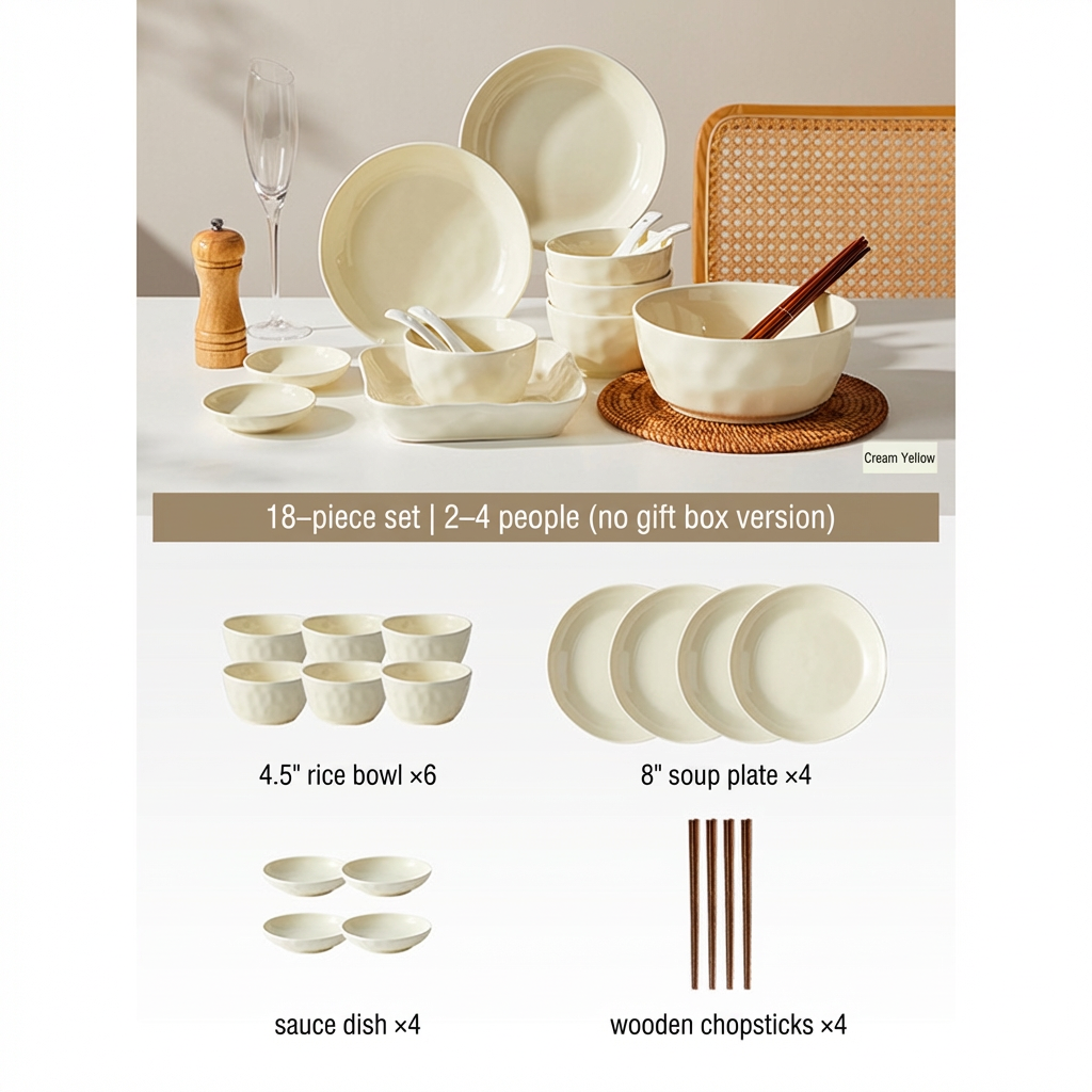 18-piece set cream yellow-normal packaging