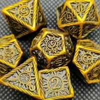 Dés en métal polyédriques moulés, lot de 7, accessoire de jeu de rôle D&D, style creux, en alliage de zinc, marque Dingo pour adultes