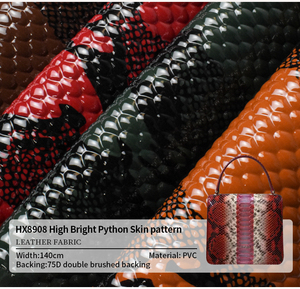Dimensional High Bright Imitation Snake Skin Design Lizard Style <strong>Python</strong> Skin Grain Pattern Leather for Bags Luggage Belt - Product Image 2