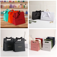 Sacs cadeaux en papier personnalisés avec logo, petits sacs à bijoux avec poignées, sacs en papier en vrac pour mariage, fête d'anniversaire, cadeaux, marchandises de vente au détail