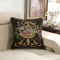 Housse de coussin en chenille jacquard, style vintage européen, grande taille, luxe, carrée, pour coussin de sol, en stock