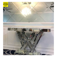 Tables consoles en verre miroir avec diamants écrasés scintillants de haute qualité