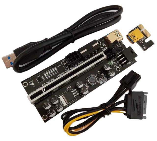 In Stock 010S Plus Riser PCI Express Adapter Molex 6Pin SATA USB 3.0 Extension Card 1X to 16X Ver010S High Quality