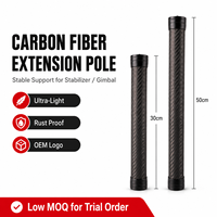 Perche d'extension en fibre de carbone 30cm 50cm, haute performance, léger, zéro flexion, durable, résistant à la corrosion, logo