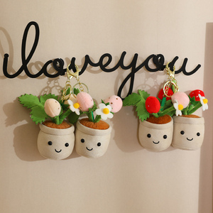 Porte-clés en peluche mignon en forme <span class=keywords><strong>de</strong></span> fruit ou <span class=keywords><strong>de</strong></span> <span class=keywords><strong>fleur</strong></span> en <span class=keywords><strong>pot</strong></span>, ornement décoratif pour sac à dos, accessoire esthétique pour cadeau d'amitié - Product Image 2