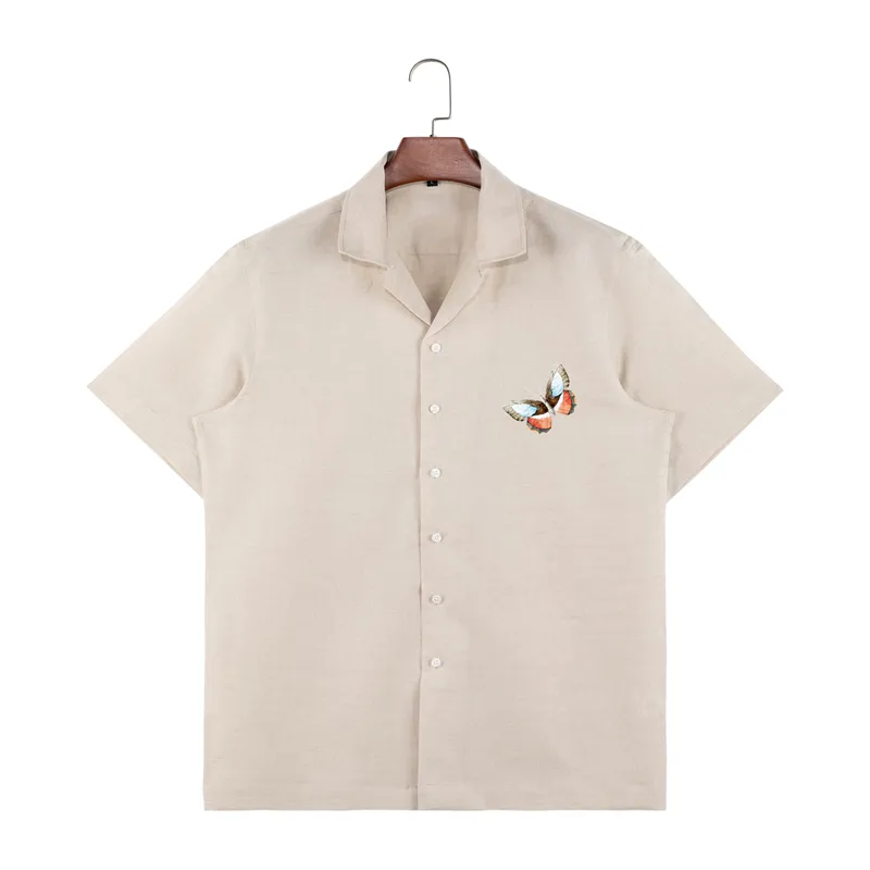 Camisa abotonada que se vende como pastel caliente camisa hawaiana de hombre con estampado de lino de manga corta personalizada