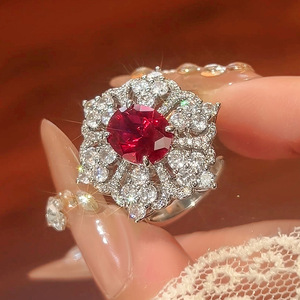 Jindiange của phụ nữ đồ trang sức thiết lập sang trọng ngành công nghiệp nặng rực rỡ chim bồ câu <span class=keywords><strong>Ruby</strong></span> loạt vàng bông tai vòng cổ vòng đồng bán buôn - Product Image 4