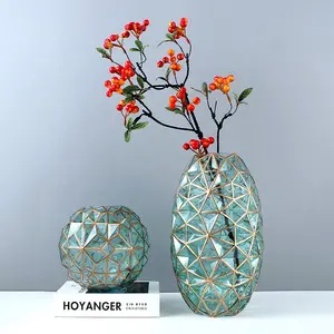 Moderne Dekorative Blume Vase home Decor Glas Tisch Vase Set Blumen Pflanzen Klar Vase mit Led-leuchten