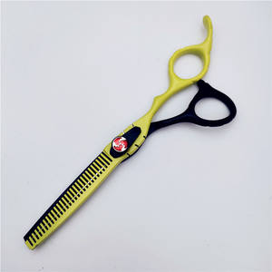 Ciseaux à cheveux Jc de 6 pouces, ciseaux à effiler, lame standard, usage beauté, pour droitiers, en acier inoxydable, peinture noire et jaune - Product Image 5