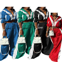 Jaket Zipper Fitness Wanita Elegan, Fashion Custom, Gaya Jalanan, Longgar, Patchwork, Pakaian Olahraga Wanita, Set Atasan Pendek Musim Dingin
