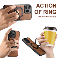 Coque de téléphone SUTENI pour iPhone 18 Pro Max avec chargement magnétique sans fil 360° °   Support rotatif à boucle en similicuir huilé ciré 17 16 15 14 13
