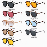Lunettes de soleil double pont pour hommes et femmes, style coréen rétro, grande monture, protection UV400, anti-reflet, tendance