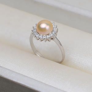 แหวนเงินแท้ S925 ประดับเพชรซิคอน แบบเปิด สำหรับทำเครื่องประดับมุก DIY สำหรับผู้หญิง ขนาด 7-8 มม. พร้อมมุกแท้ 55 เม็ด แบบไม่ต้องใช้ตัวล็อค - Product Image 3