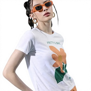Camiseta Exclusiva para Mujer con Estampado Moderno, Diseño Gráfico, Algodón Jersey, Manga Corta, Informal, Venta al Por Mayor de Fábrica OEM - Product Image 3