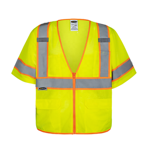سترة أمان مخصصة عالية الوضوح من الفئة 3 حسب معايير ANSI، ثنائية اللون، بسحاب إغلاق، شبكية مريحة، بشريط عاكس عالي 5 سم، مع إمكانية تخصيص الشعار واللون - Product Image 6