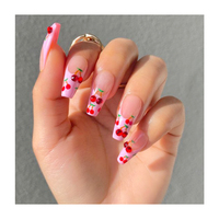 Faux ongles dégradés à paillettes, cercueil rose brillant, pointe française, accessoires pour ongles Ballerine, faux ongles personnalisés étanches