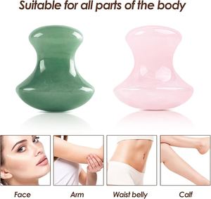 Outil Gua Sha en forme de champignon fait à la main Quartz Rose Vert Jade pour dos épaule taille Massage de méditation relaxant pour utilisation SPA - Product Image 2