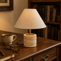 Lampe de table en pierre de travertin jaune style Wabi Sabi pour salon, chambre à coucher, hôtel, table de chevet