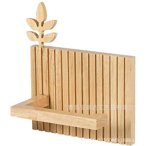 Porte-papier toilette mural en bois massif rectangulaire avec motif feuille pour rangement de salle de bain - Product Image 5