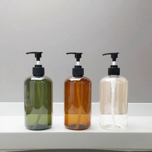 Luxury Empty Shampoo Plastic <b>Pump</b> <b>Bottle</b> Glossy clear Amber Green 200ml 250ml 300ml 500ml Round Cosmetic Lotion Plastic <b>Bottle</b> - Product Image 1