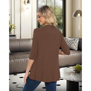 FOXA Women's 3/4 Sleeve <b>Cardigan</b> Knitted Casual Breathable <b>Sweater</b> Top for Dresses - Product Image 6