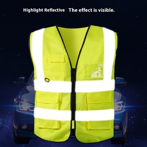 Huỳnh quang màu xanh lá cây phản quang an toàn vest vải thoáng khí ANSI Lớp 2 En ISO lớp II khả năng hiển thị cao cho công trình xây dựng - Product Image 3