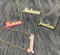Double fond acrylique or lettre nom 3D personnalisé plaque de nom collier double couleur placage nom collier