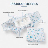 Couches jetables pour chiens mâles, douces, en film PE non tissé, super absorbantes, anti-fuites, avec bandes abdominales ajustables pour l'incontinence, OEM ODM
