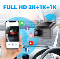 Caméra embarquée de voiture 2K avec trois canaux d'enregistrement, WiFi, DVR, boîte noire, vision nocturne infrarouge, boîte noire de voiture, dashcam