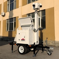 Caméra solaire portable CCTV, remorque à panneaux solaires, remorques de sécurité, remorque à énergie solaire pour la surveillance des chantiers