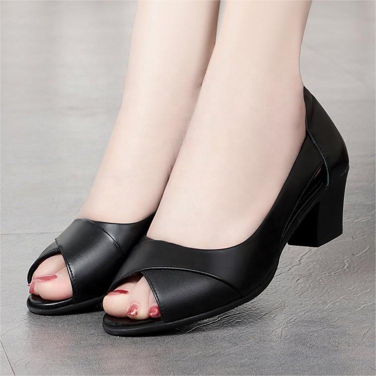 Sexy Hollow Design Roman Style Thick Heel Peep Toe Sandals