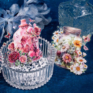 10 pièces par paquet autocollant pour animaux de compagnie sac bouteilles d'encens série secrète tridimensionnelle fleur main compte bricolage autocollant décoratif - Product Image 3