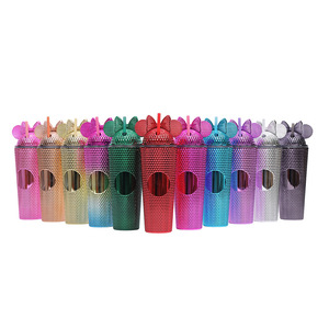 Shang Kou Ai Plastic Straw Cup With Bow Reusable Party Drinkware 500Ml Portable Creative Cup - Product Image 3