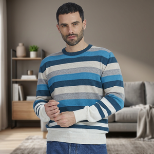 Pull en maille à col rond pour homme, hiver, ODM, manches longues, cachemire écologique, anti-boulochage, fabriqué en Italie, PAOLO NERO - Product Image 3